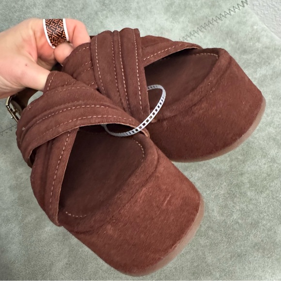 NWT Free People Beach Party Suede Slingback Platform Sandals Sz 9 - Picture 16 of 16